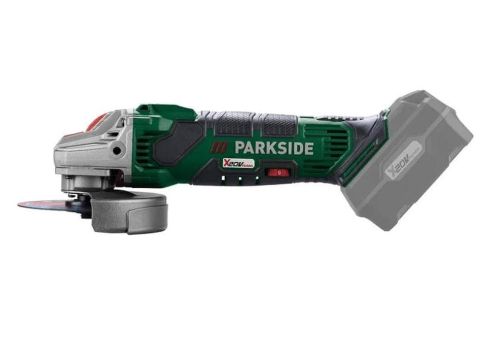 Polizor unghiular parkside pe acumulator 20v accesorii