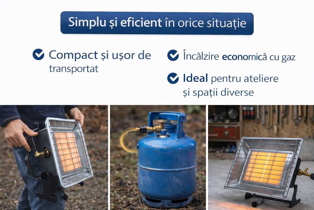 Incalzitor Ceramic pe Gaz 3000W pentru Spatii Mici