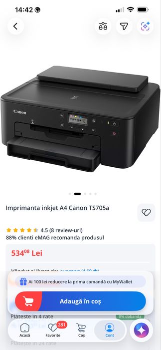 Imprimanta Canon Inkjet A4 TS705a