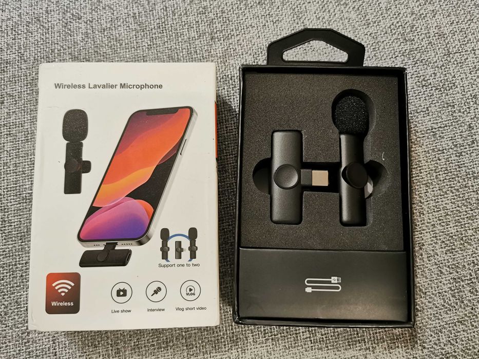 Безжичен микрофон с клипс за смартфон, айфон, лаптоп, подкаст, влог