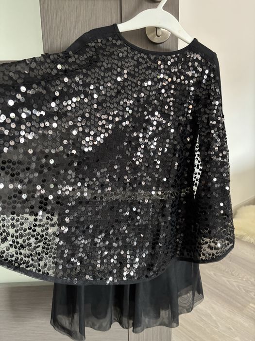 Rochie fetite Halloween Liliac , cu pelerina din paiete