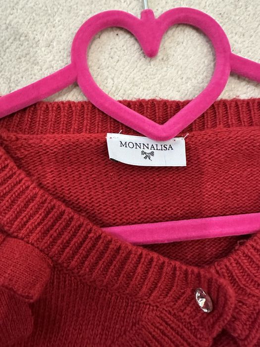 Червена жилетка от чиста вълна за момиче на Monnalisa