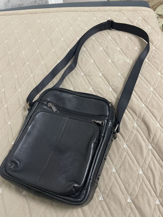 Мужская полукожаная барсетка через плечо