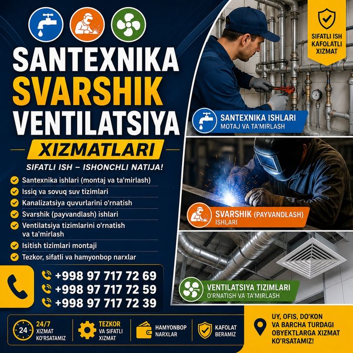 Santexnika xizmati sifatli va xamyonbob narxlarda
