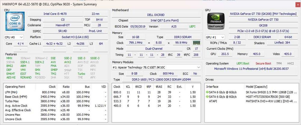 Dell Optiplex 9020, i5-4670, 16GB, GT730