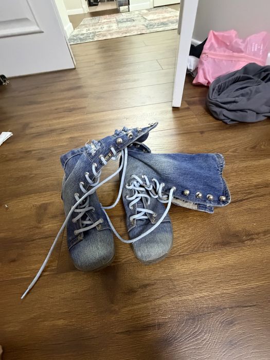 Джинсовые сапоги/ботинки (стильные, необычные)