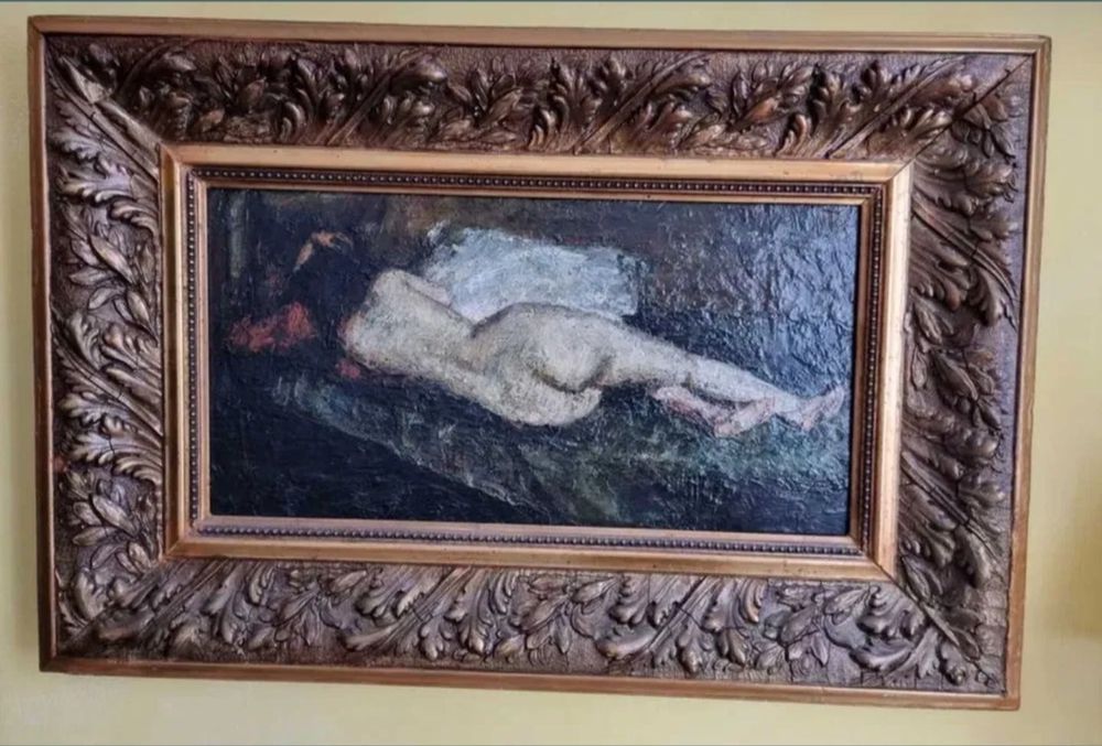 Ulei pe pânză maruflată pe carton Gheorghe Petrascu  -SOMNUL