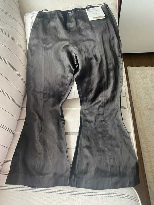 massimo dutti studio pantaloni evazati crop shimmer M noi black brown ocazie! superbi! metalizati usor
