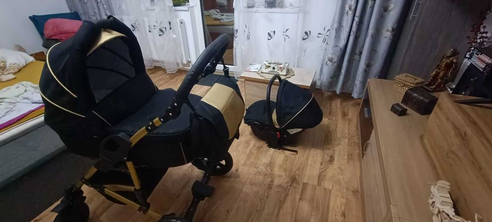 Carucior pentru copii 3in1,landou, scaun auto, scaun vara,roti silicon