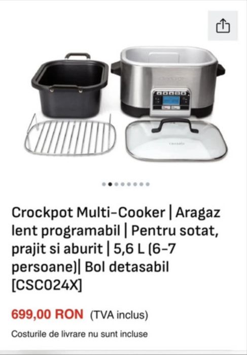 Multicooker Crock-Pot 5in1, 5,6L  240 W, Argintiu /Negru
