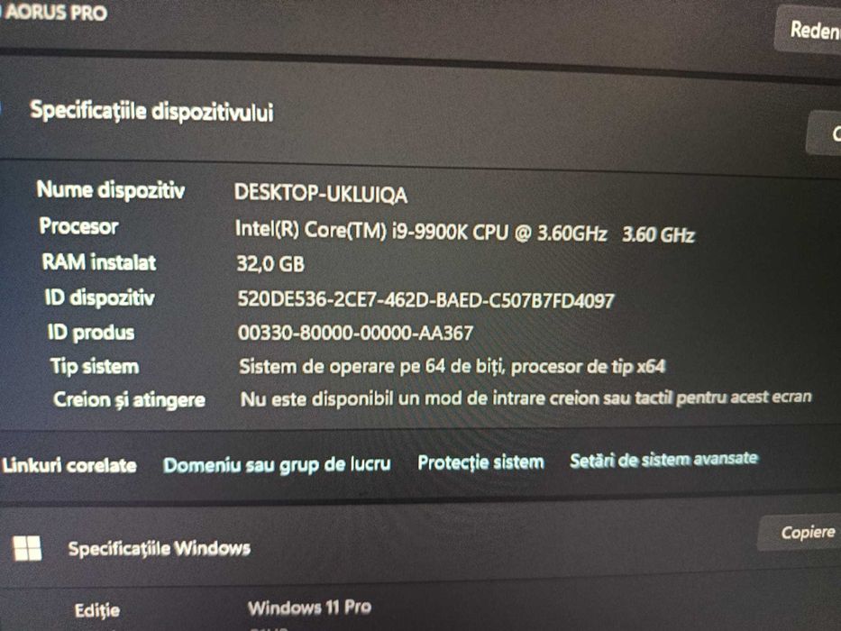 PC gaming editare 3d i9 9900k 32gb r480 8gb, imac pro big sur/win 11
