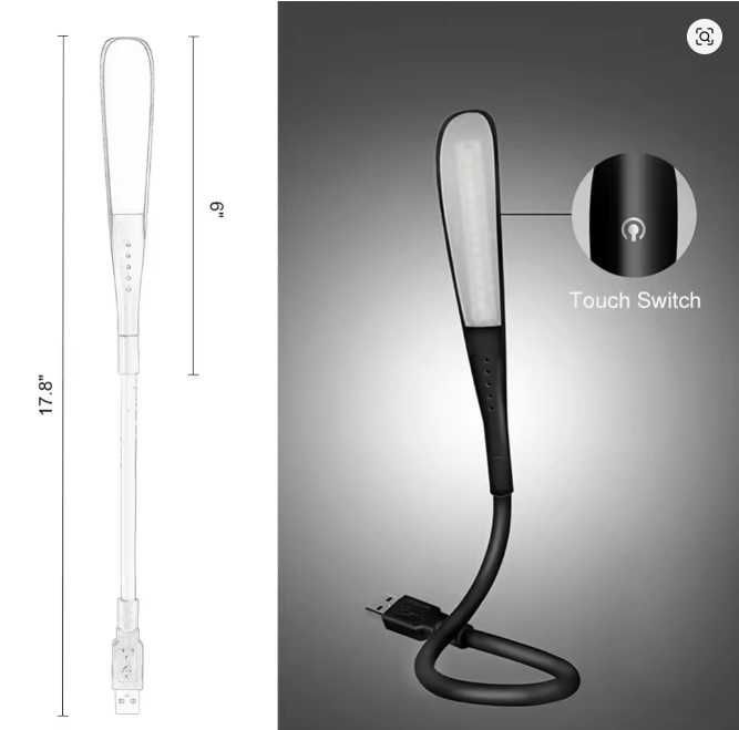 Мини LED лампа с USB контакт, черна и бяла