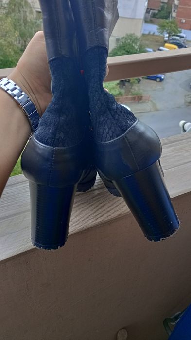 Дамски боти от естествена кожа на ток