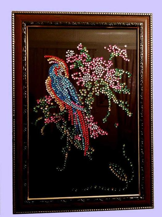 ЧУДО-ПТИЦА из страз ПО стеклу