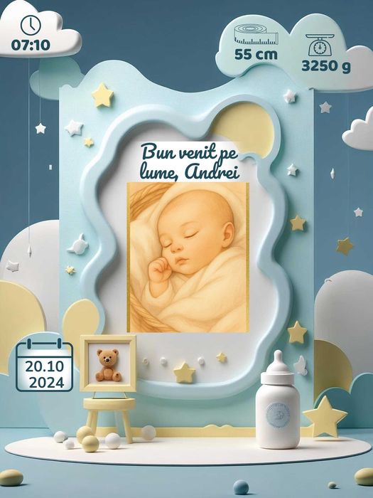 Tablou Personalizat Bebelusi - Nou Nascut - Baby Girl / Baby Boy