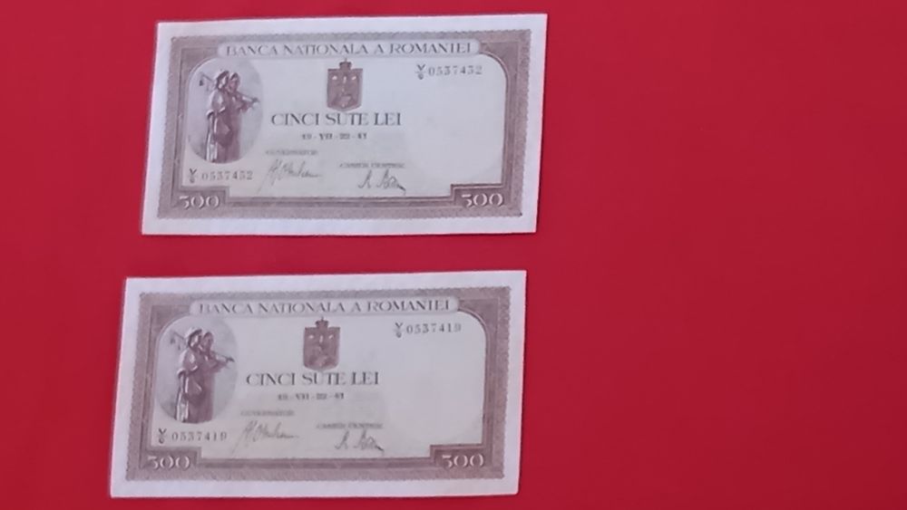 Vand 2 bancnote de 500 lei an 1941