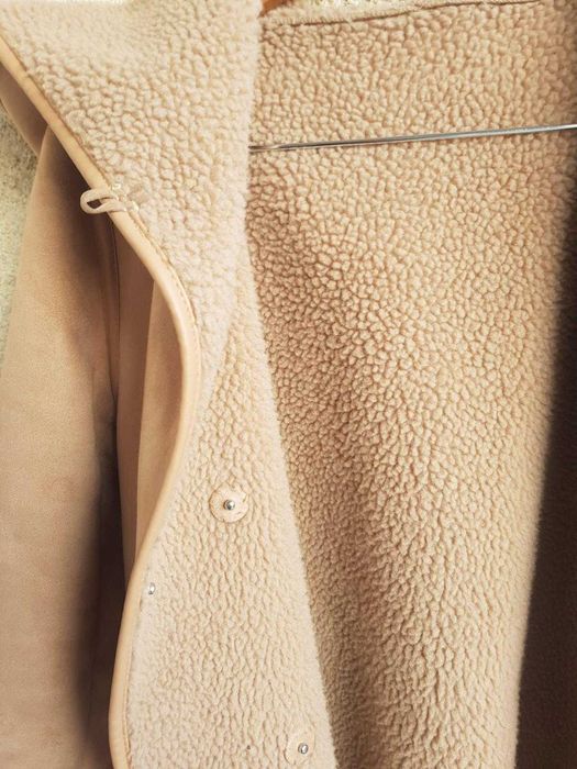 Geacă de iarnă damă, maro deschis, cu căptușeală tip blană