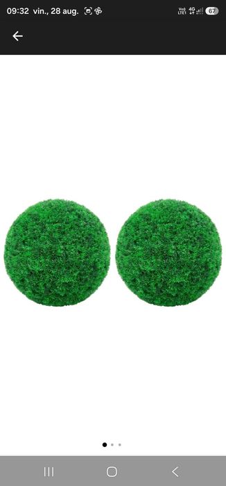 Set de 2 bile din cimisir artificial , Polietilena, 45 cm