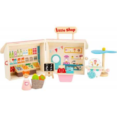 magazin din lemn in valiza