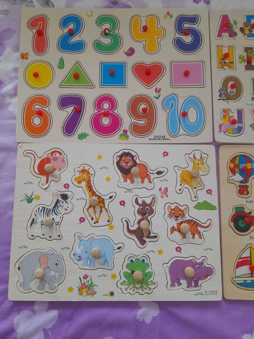 4 puzzle litere numere animale