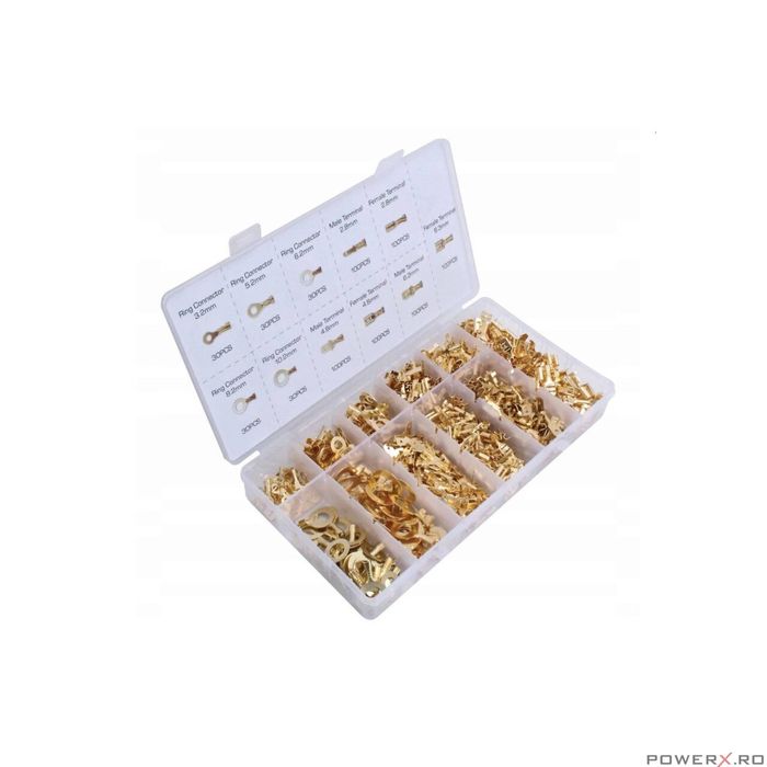 Set papuci conectori electrici, 750 piese, neizolati, Asta