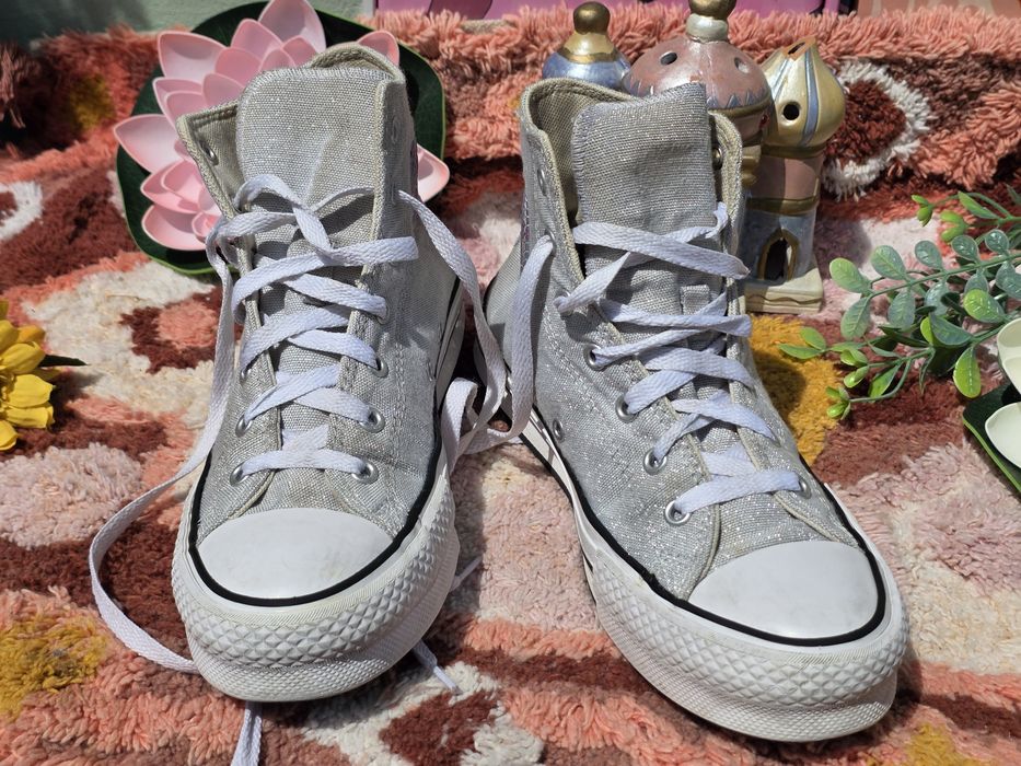 Converse сребристи високи кецове N37