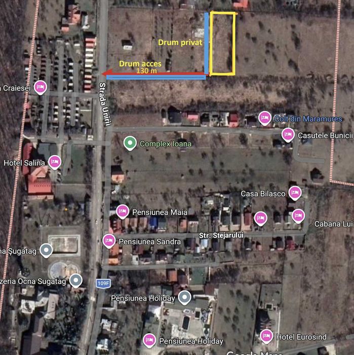 Ocna Șugatag teren intravilan 2.300 mp –300 m de băile sărate