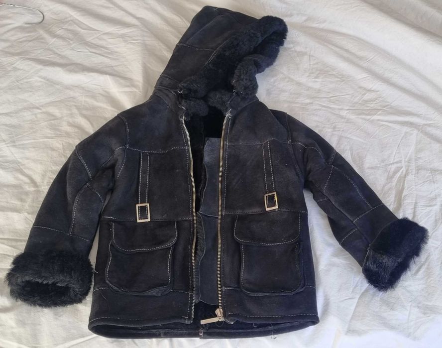 Детско кожено палто/ детски кожух естествена кожа 3-4г.