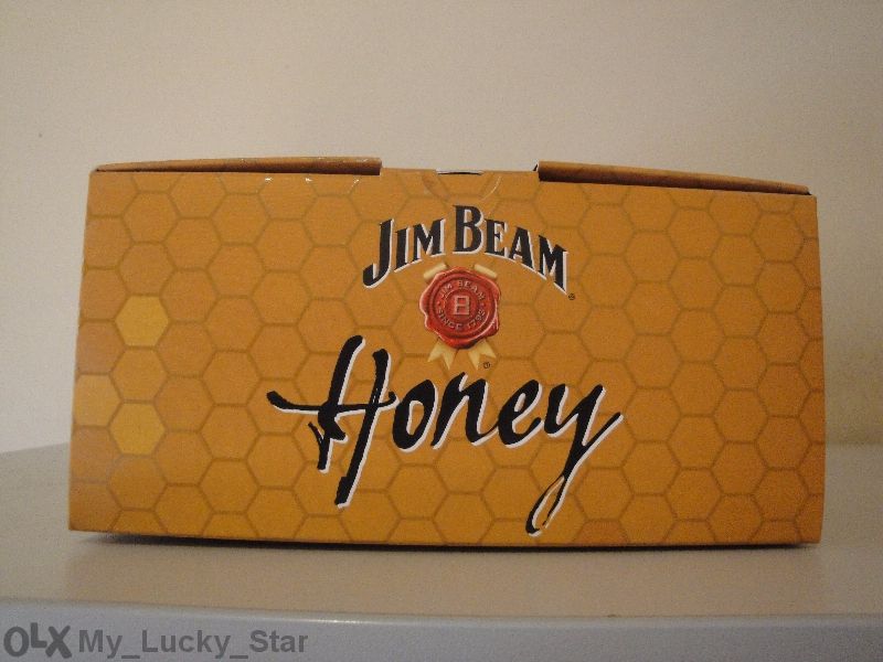 Празна колекционерска бутилка / шише и кутия от уиски Jim Beam Honey