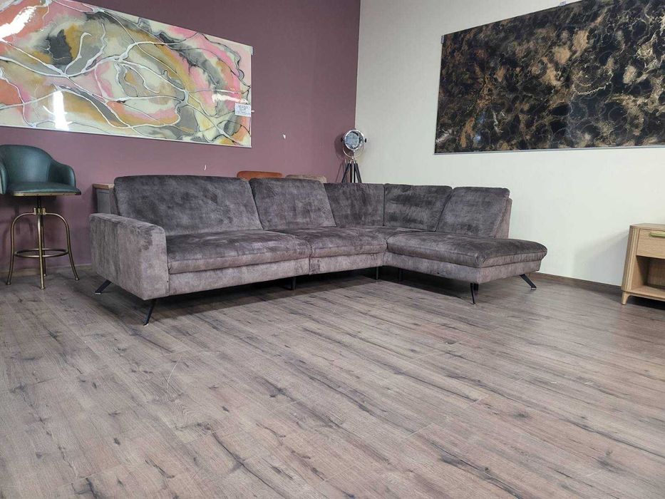 Кафяв ъглов диван от плат LS701521