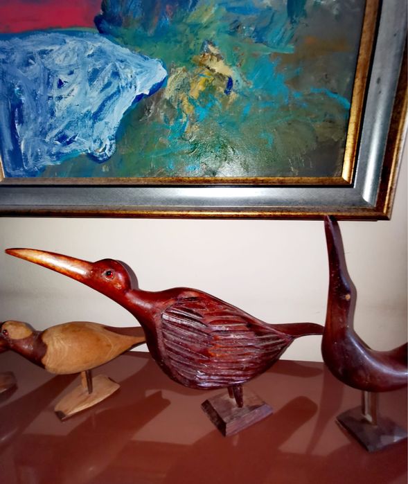 Антикварни дървени колекционерски фигури на крайбрежни птици 4 бр.