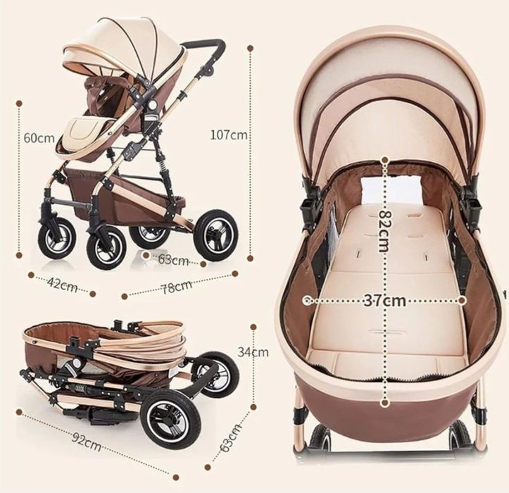 Carucior multifunctional pliabil pentru copii 3 in 1 diverse culori