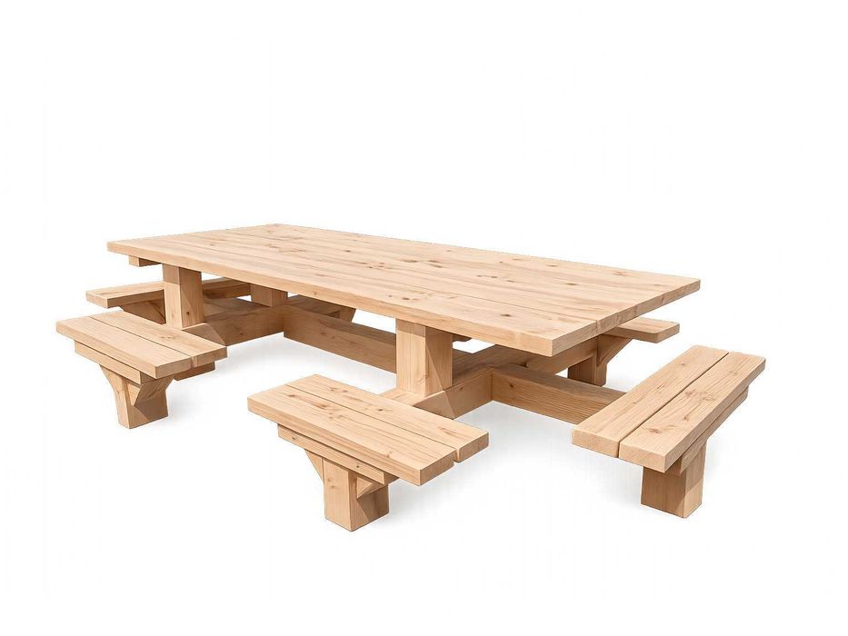 Masă picnic lemn masiv 12 persoane 370x178x80 cm – nouă, robustă