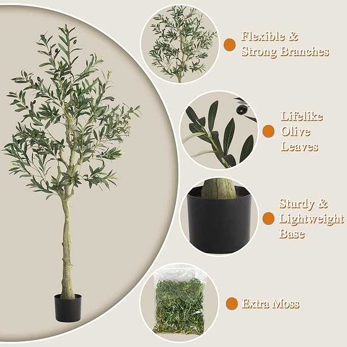 ПРОМО Изкуствено маслиново дърво с лед светлини - 183 см - A-GE23005