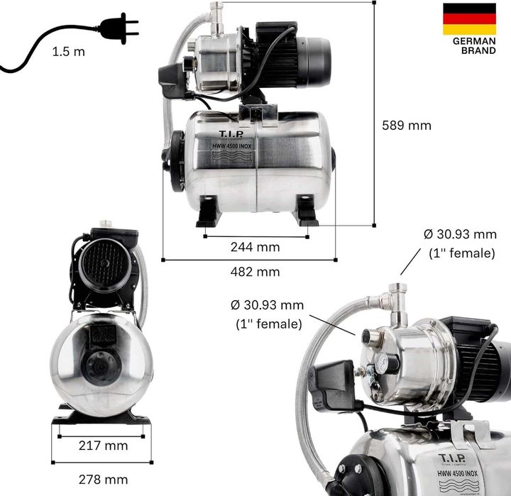 T.I.P. HWW 4500 Hidrofor 1200 W, 230 V,debit 4350 l/h , Inox