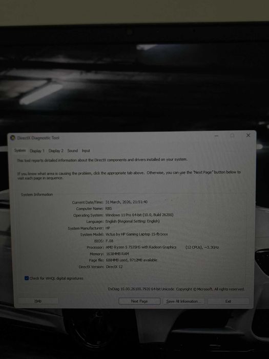 Laptop Victus gaming