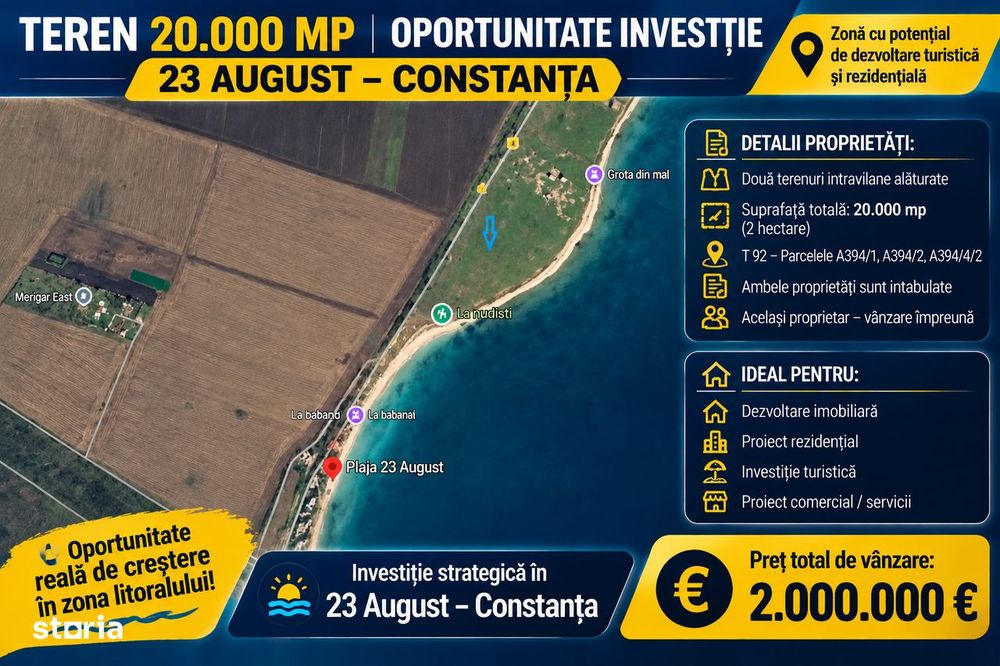 Terenuri intravilane de vânzare – 23 August, județul Constanța