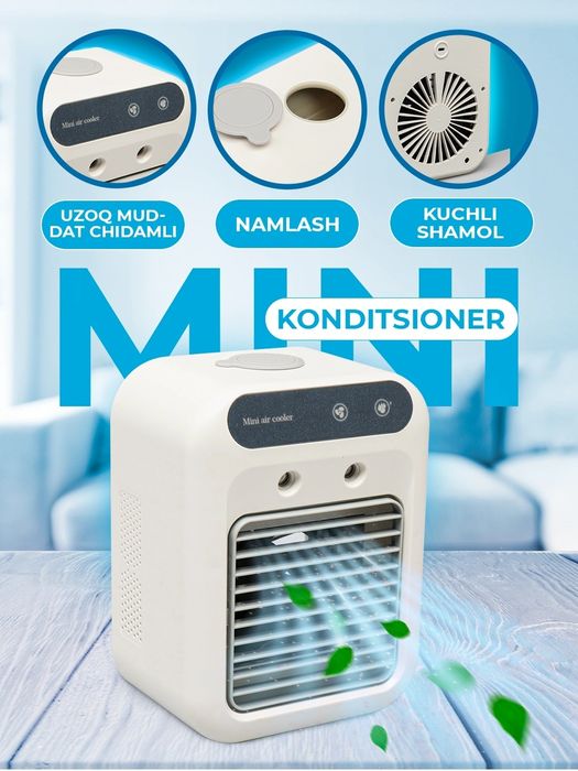 Mini konditsioner | Mini air cooler | Ventilyator + namlagich | Sovuta