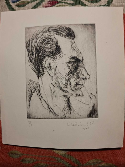 Wanda Sachelarie, Portretul sotului,gravura cu acul,vezi descriere