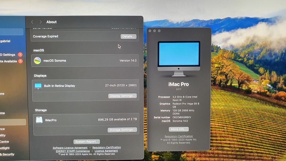 Apple iMac Pro intel Xeon W 8 core 128 GB ram 2TB ssd Vega 56 8GB 5K