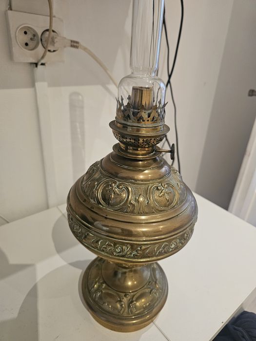 Антикварна месингова газена лампа – 55 см