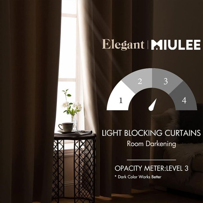 Draperii blackout MIULEE bej 117x228 set 2 buc cu inele