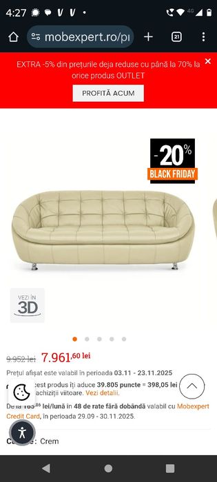 Canapea design Mobexpert piele naturala model Chicago