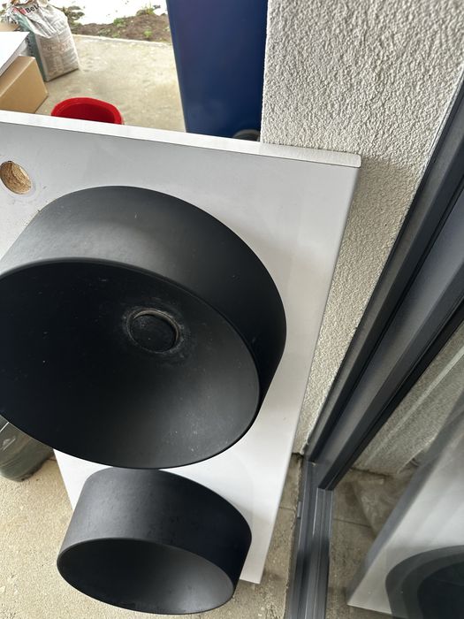 Lavoar pe blat GOODHOME Allos, rasina, 38 cm, negru mat
