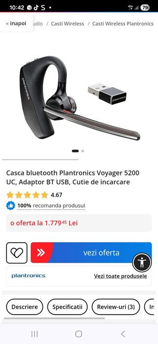 vând cască bluetooth inteligenta ii perfecta stare de funcționare