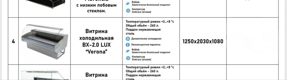 Холодильная витрина Verona BX 2.0 LUX