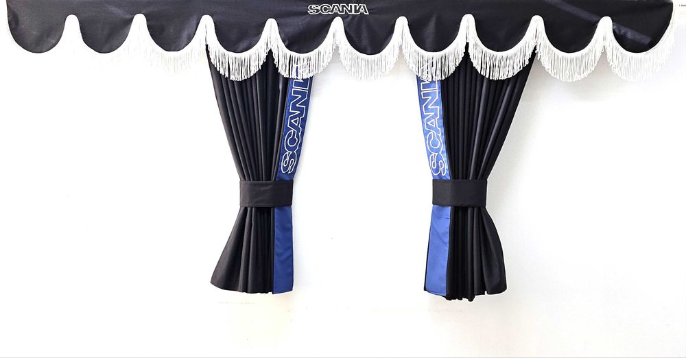 Пердета за камиони. SCANIA с кожена лента и кукички тип холандско чело