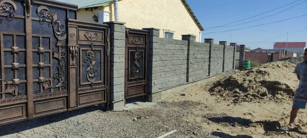 Заборный блок. Сплитерный блок. Пескоблок. Колонны забора. Атырау.