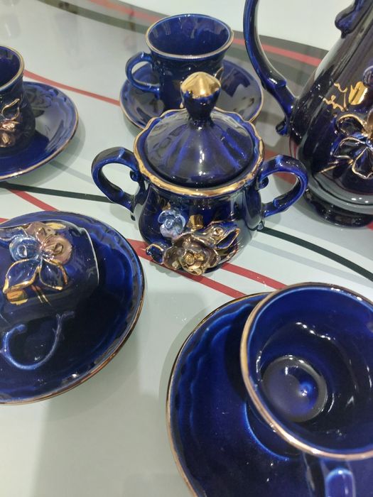 Vand set 6 persoane cafea cobalt albastru