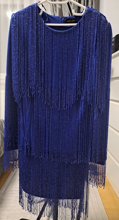 Rochie albastră cu franjuri